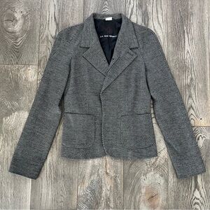 A.F. VANDEVORST Wool Striped Blazer Jacket Black Gray Lined Size 6